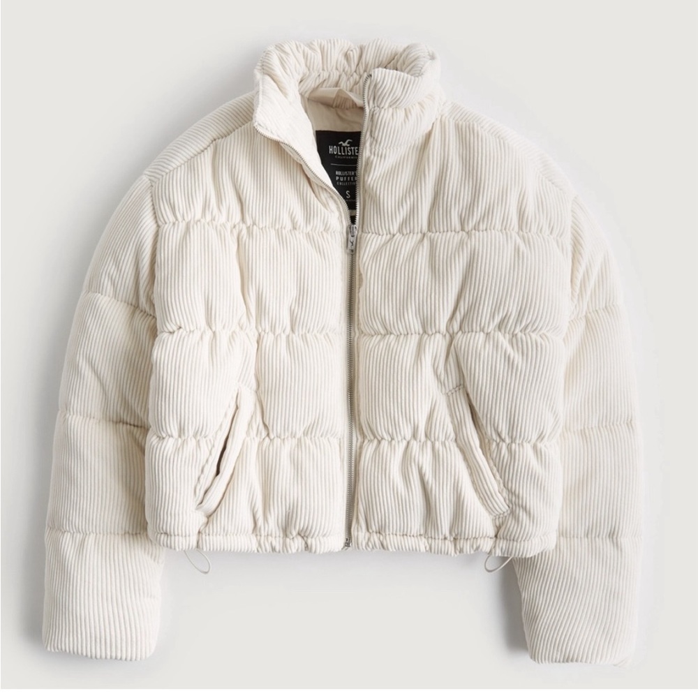White corduroy puffer jacket